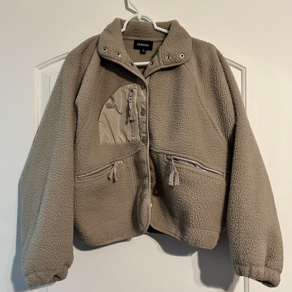 Zenana Outfitters Beige Sherpa Jacket